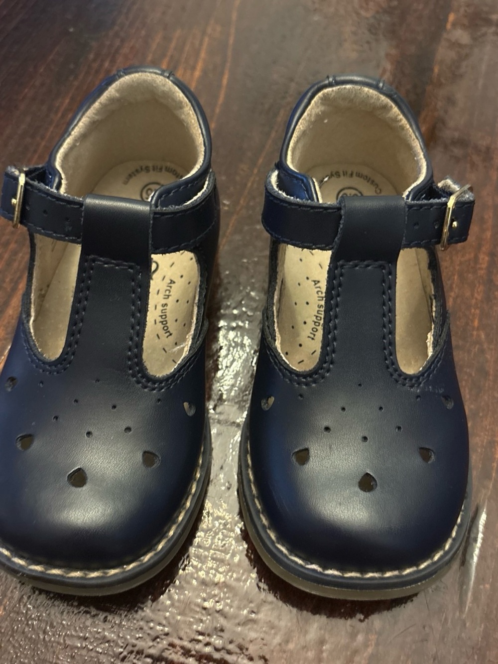 FootMates Navy T-Strap Mary Jane Baby Walker Shoes